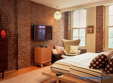 Brick u unutrašnjosti spavaće sobe - 60 primjera dekor