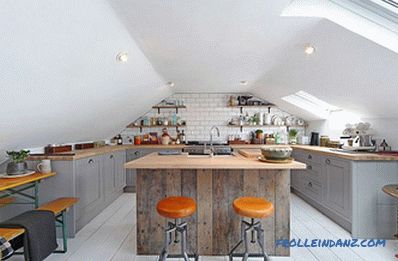 Kuhinja u stilu potkrovlja - 100 ideja za interijer s fotografijama